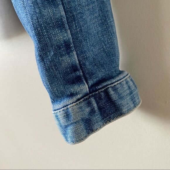 ZARA-FITTED Denim Mid Wash Distressed Jacket - Picture 8 of 13